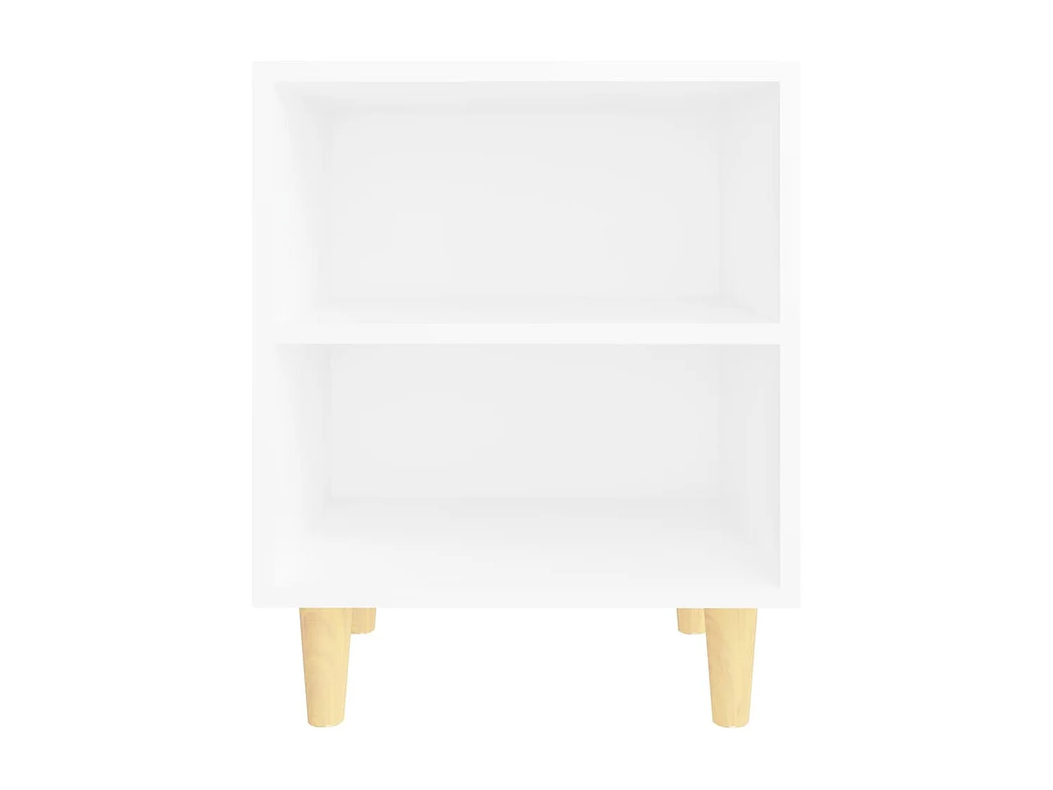 Comodino con Gambe in Legno Massello Bianco 40x30x50 cm
