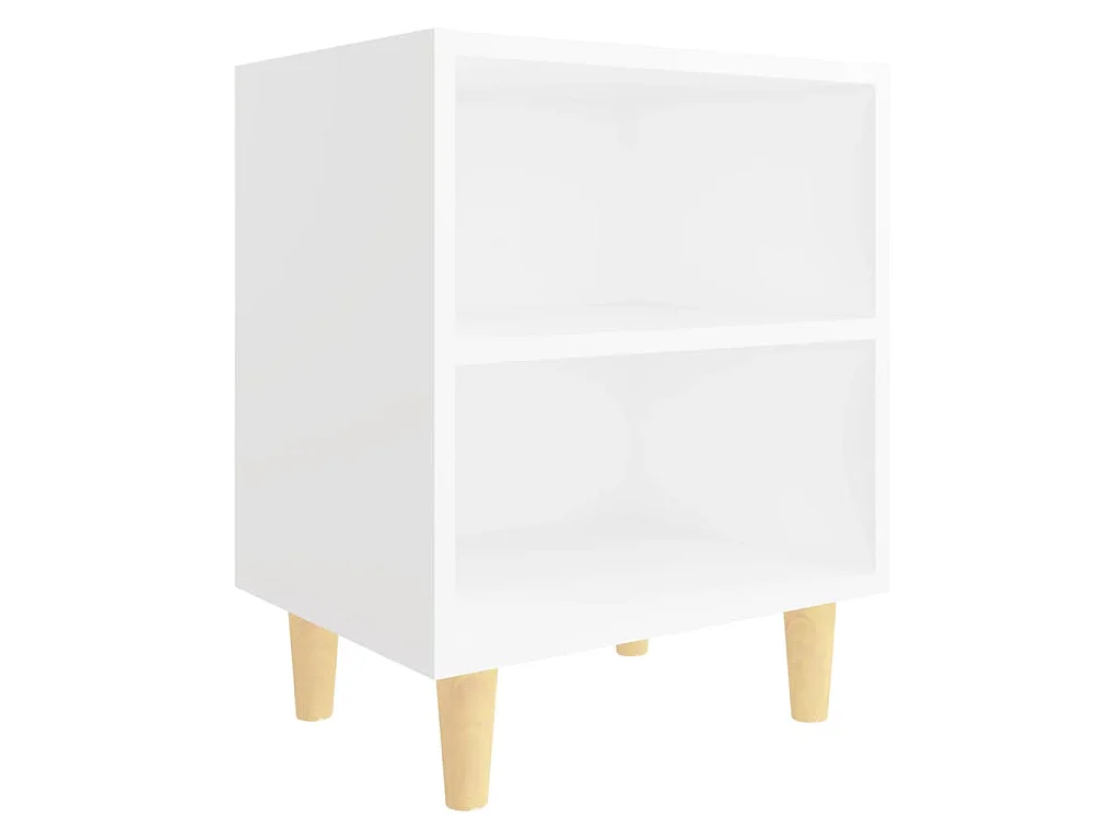 Nachttisch mit Massivholz-Beinen Weiß 40x30x50 cm