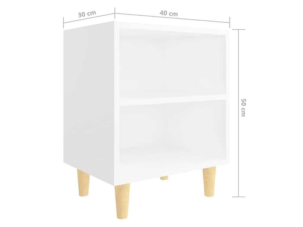 Nachttisch mit Massivholz-Beinen Weiß 40x30x50 cm