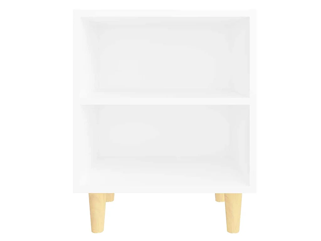 Table de chevet avec pieds en bois massif Blanc 40x30x50 cm