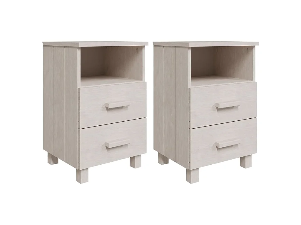Tables de chevet HAMAR 2 pcs Blanc 40x35x62 cm Bois massif