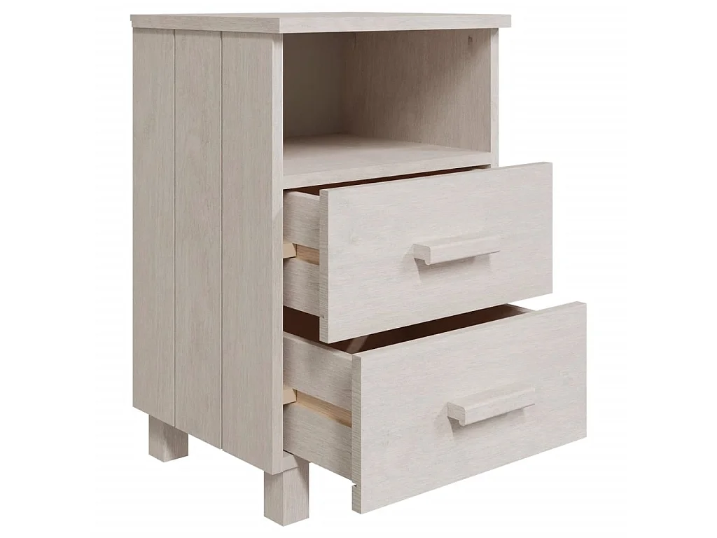 Tables de chevet HAMAR 2 pcs Blanc 40x35x62 cm Bois massif