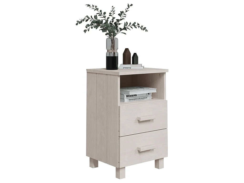 Tables de chevet HAMAR 2 pcs Blanc 40x35x62 cm Bois massif