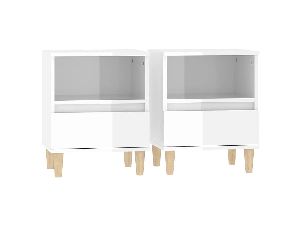 Nachtkastjes 2 st 40x35x50 cm hoogglans wit
