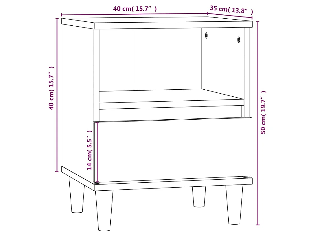 Nachtkastjes 2 st 40x35x50 cm hoogglans wit