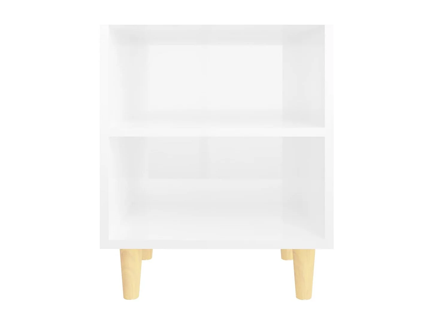 Mesitas de noche patas madera 2 uds blanco brillo 40x30x50 cm