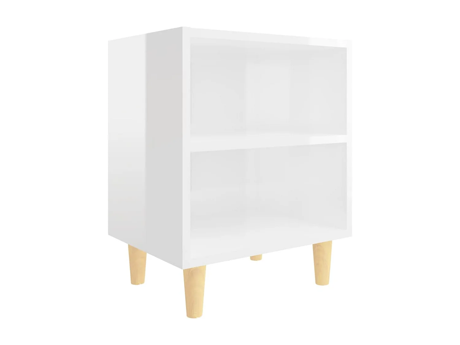 Tables de chevet pieds en bois 2 pcs Blanc brillant 40x30x50 cm