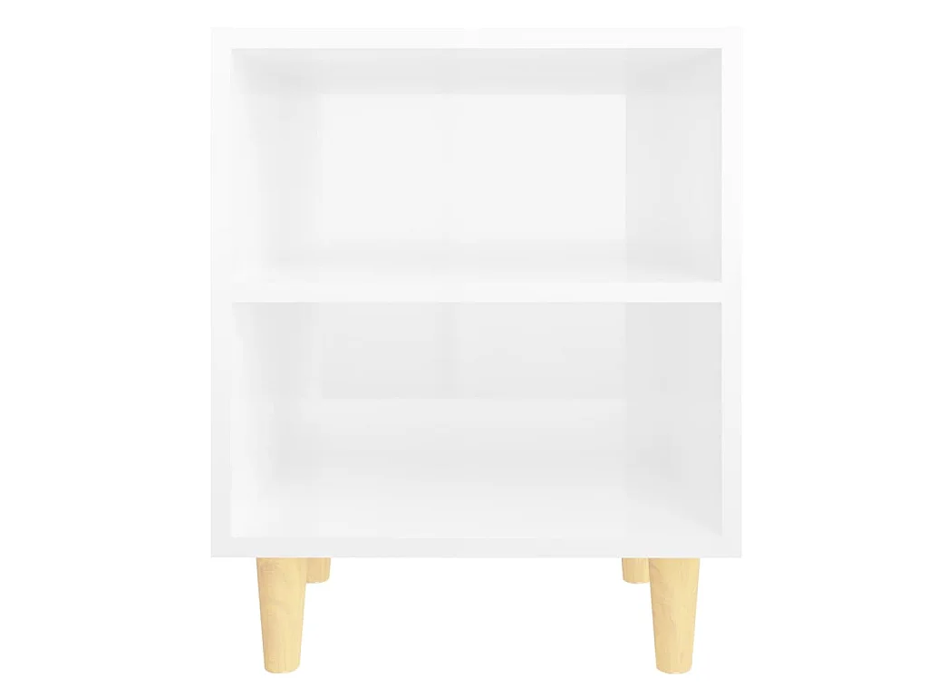 Tables de chevet pieds en bois 2 pcs Blanc brillant 40x30x50 cm