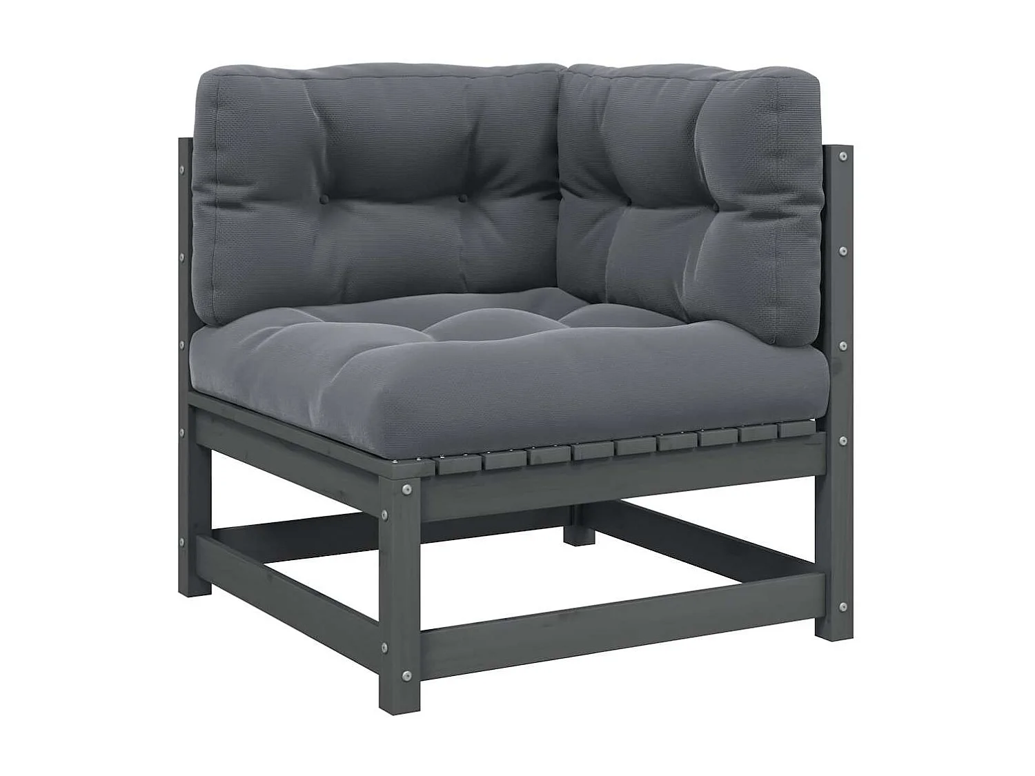 Canapé d'angle de jardin coussins anthracite Bois de pin massif