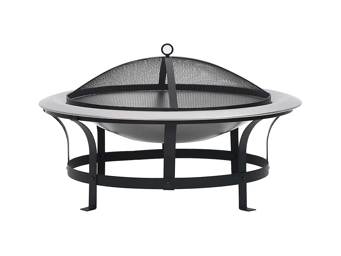 Foyer extérieur avec gril en acier inoxydable 76 cm