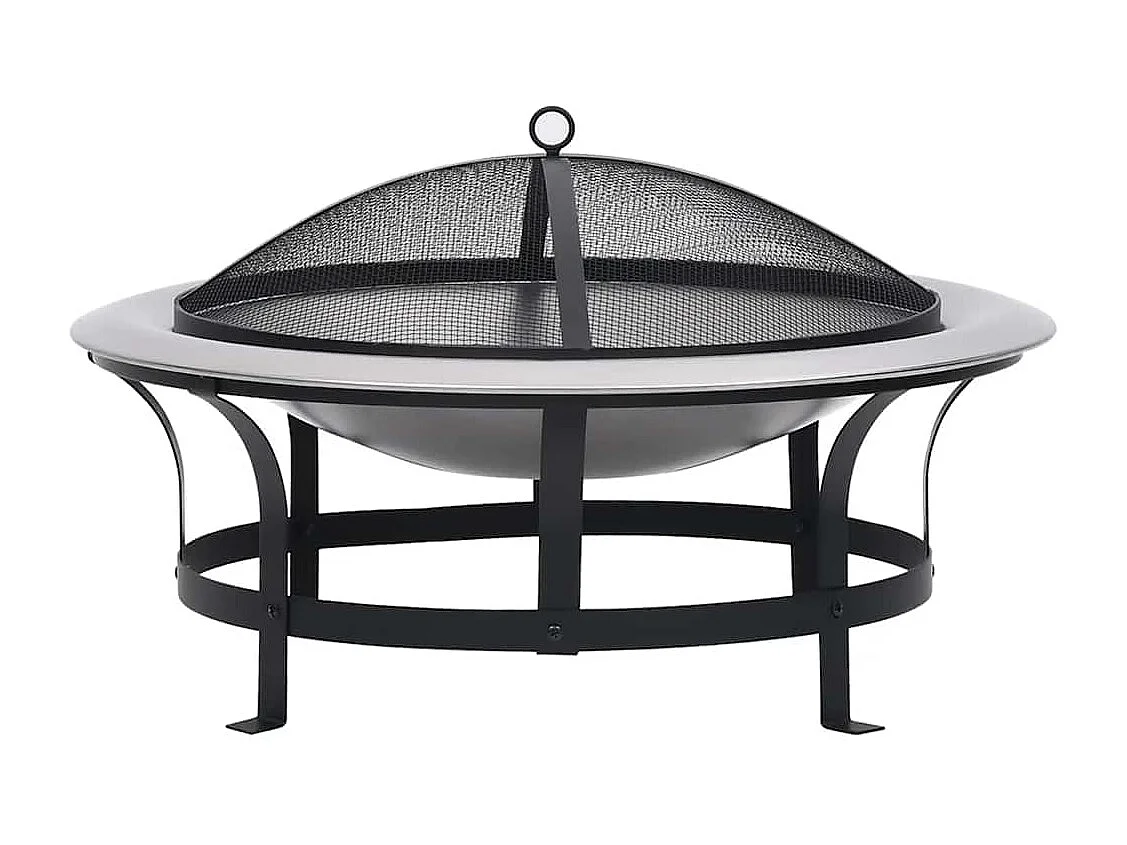 Foyer extérieur avec gril en acier inoxydable 76 cm