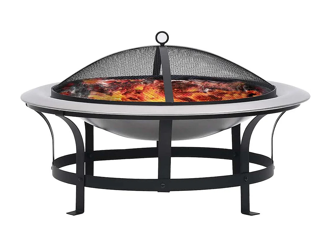 Foyer extérieur avec gril en acier inoxydable 76 cm