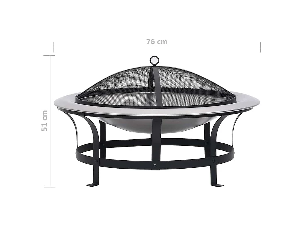 Tuinvuurplaats met grill 76 cm roestvrij staal