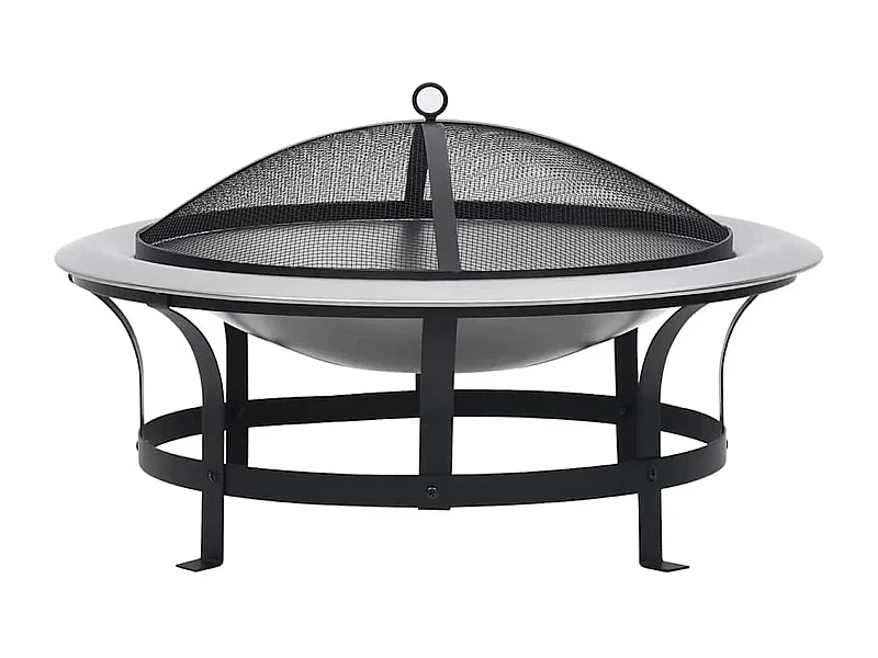 Foyer extérieur avec gril en acier inoxydable 76 cm