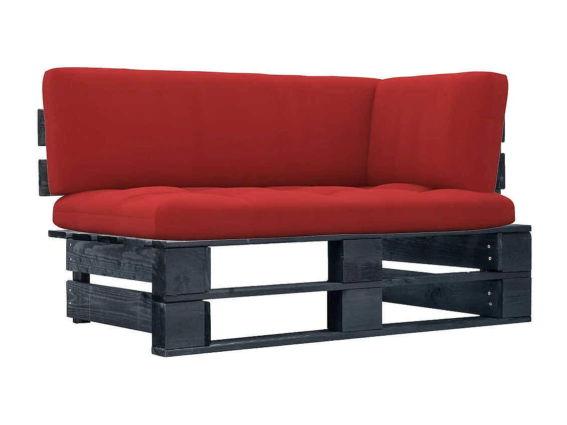 Canapé d'angle palette de jardin noir bois de pin imprégné