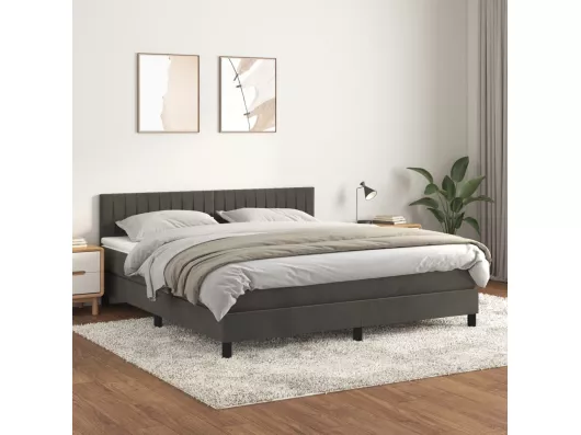 Kauf Unique Boxspringbett und Matratze Dunkelgrau 180x200cm Samt