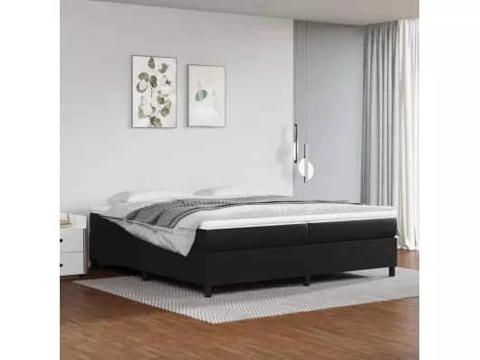 Kauf Unique Boxspringbett mit Matratze Schwarz 200x200 cm Kunstleder