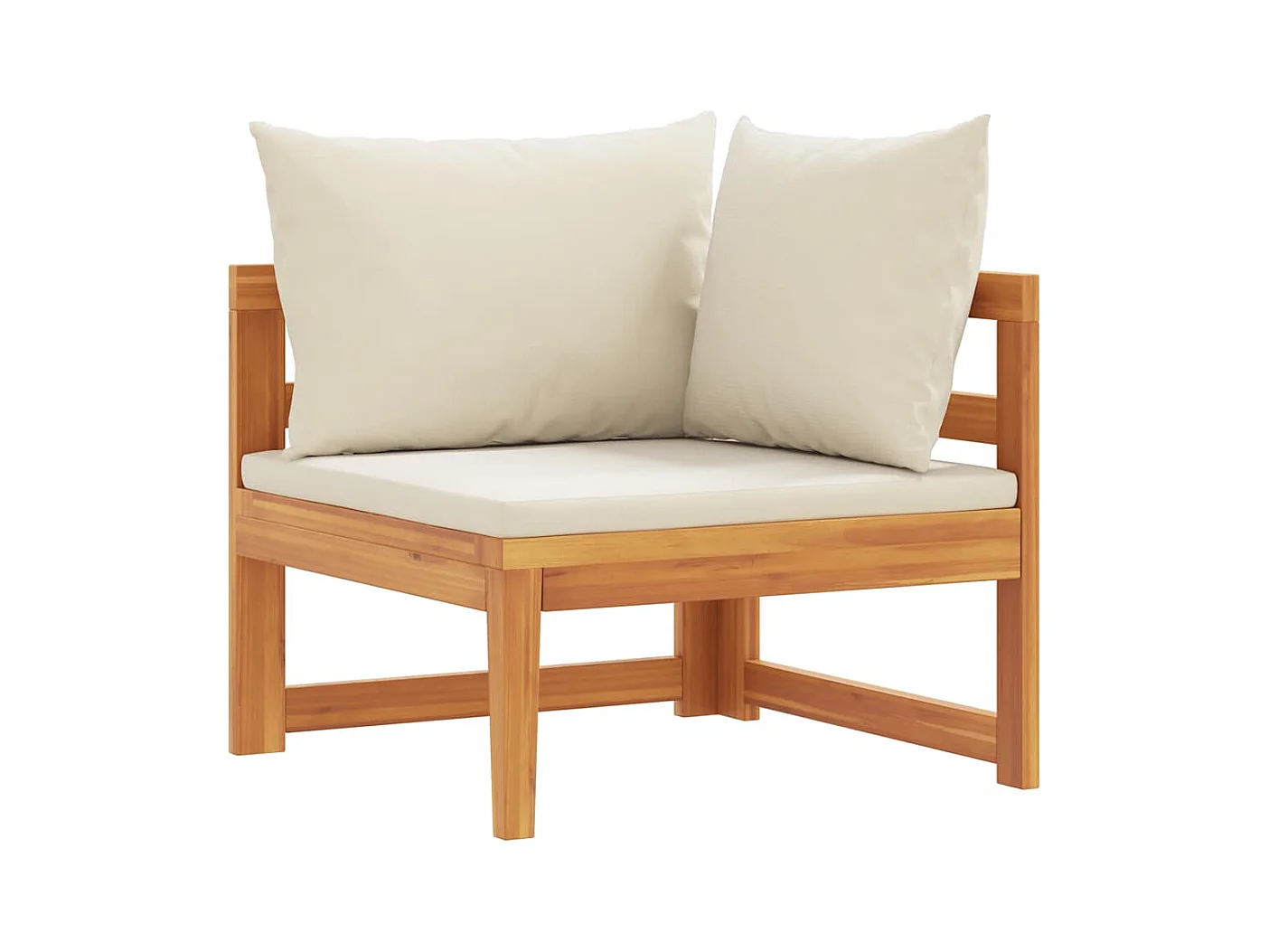 Canapé d'angle avec coussins blanc crème Bois d'acacia solide