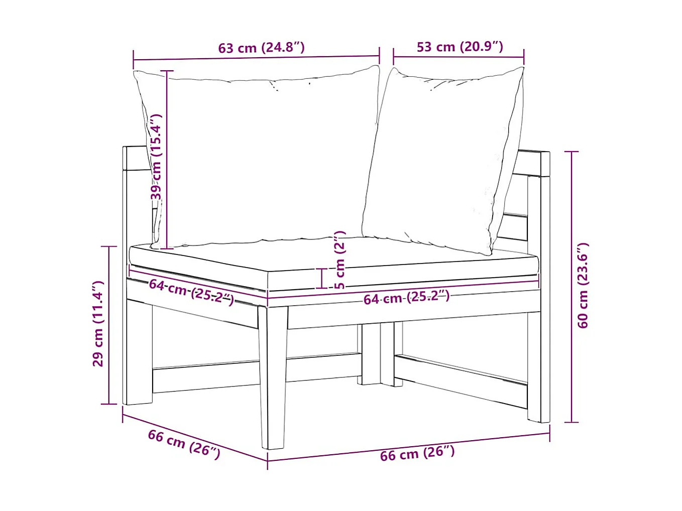 Canapé d'angle avec coussins blanc crème Bois d'acacia solide