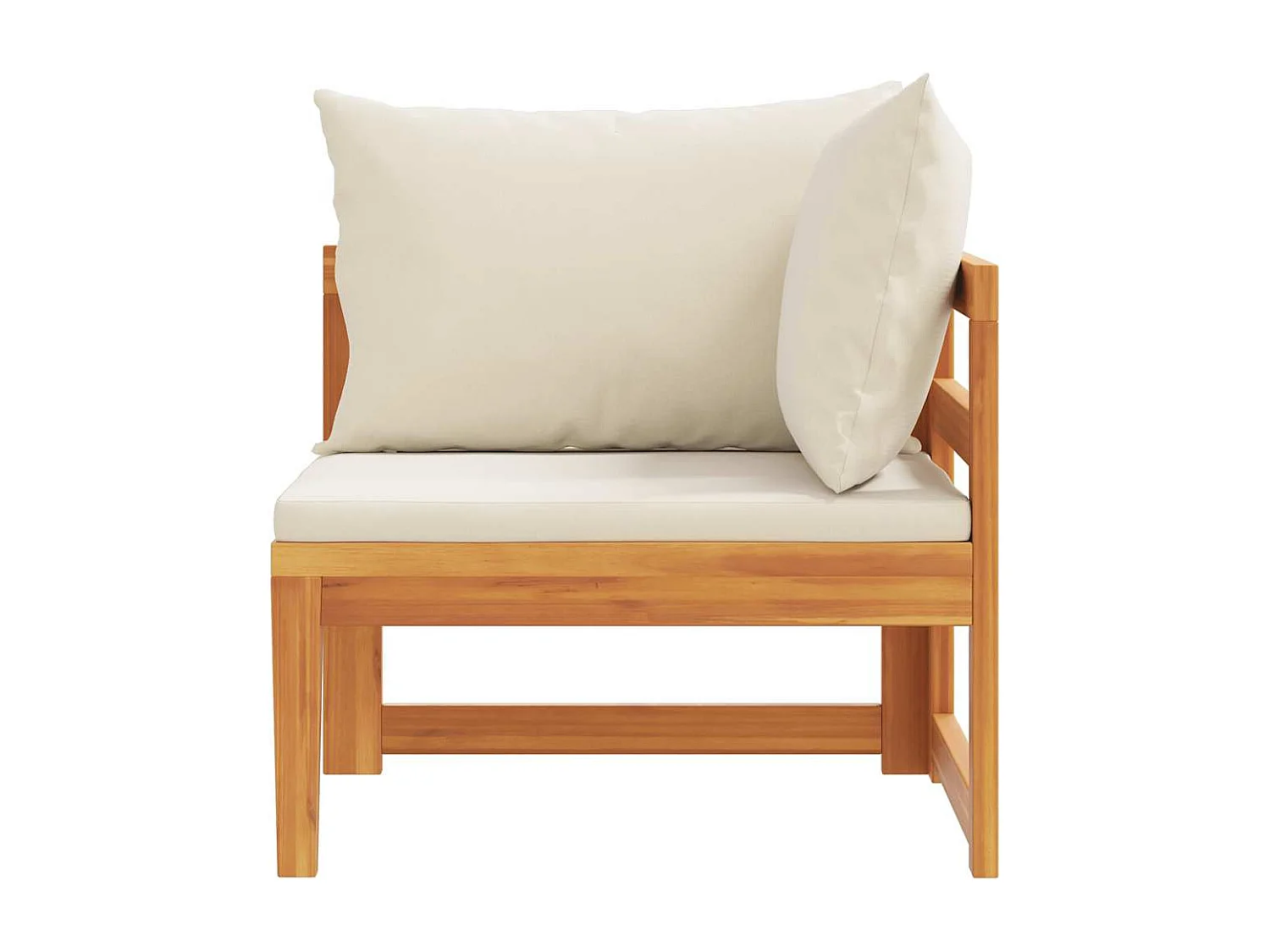 Canapé d'angle avec coussins blanc crème Bois d'acacia solide