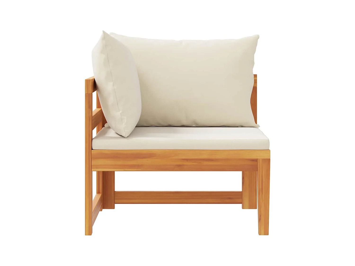 Canapé d'angle avec coussins blanc crème Bois d'acacia solide