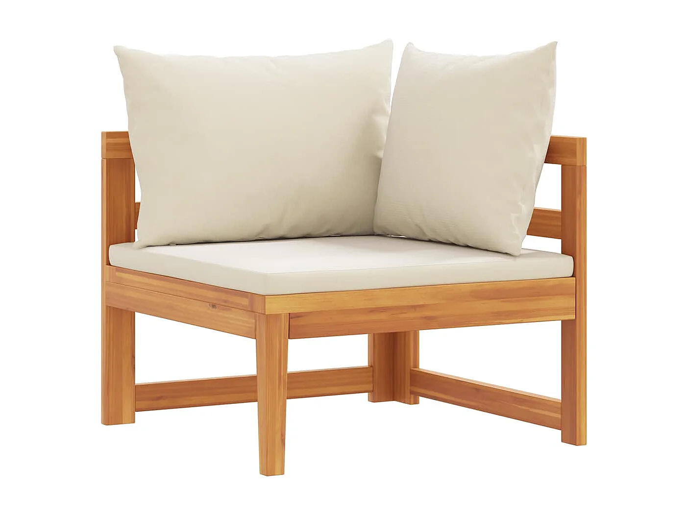 Canapé d'angle avec coussins blanc crème Bois d'acacia solide