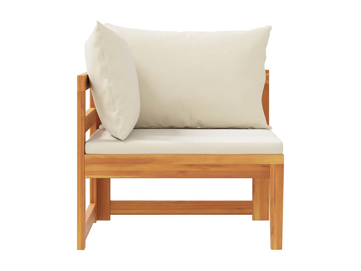 Canapé d'angle avec coussins blanc crème Bois d'acacia solide