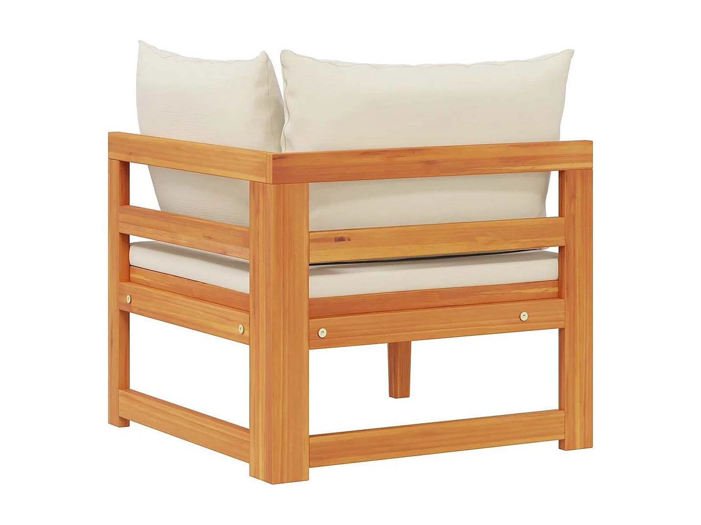 Canapé d'angle avec coussins blanc crème Bois d'acacia solide