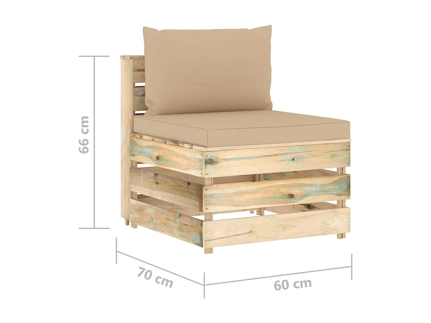 Canapé central sectionnel avec coussins Bois imprégné de vert