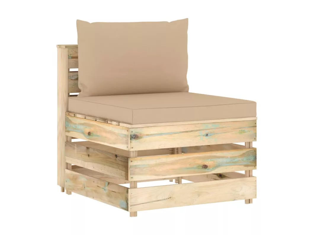 Kauf Unique Modulares Mittelsofa mit Kissen Grün Imprägniertes Holz