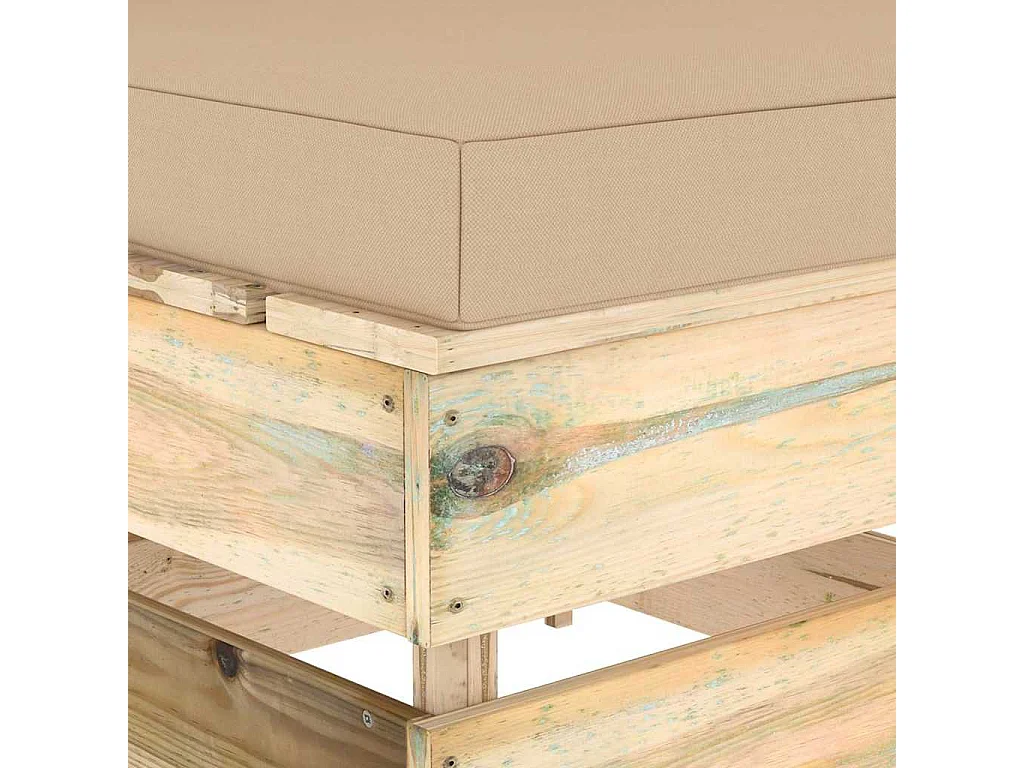 Divano Centrale Modulare con Cuscini in Legno Impregnato Verde