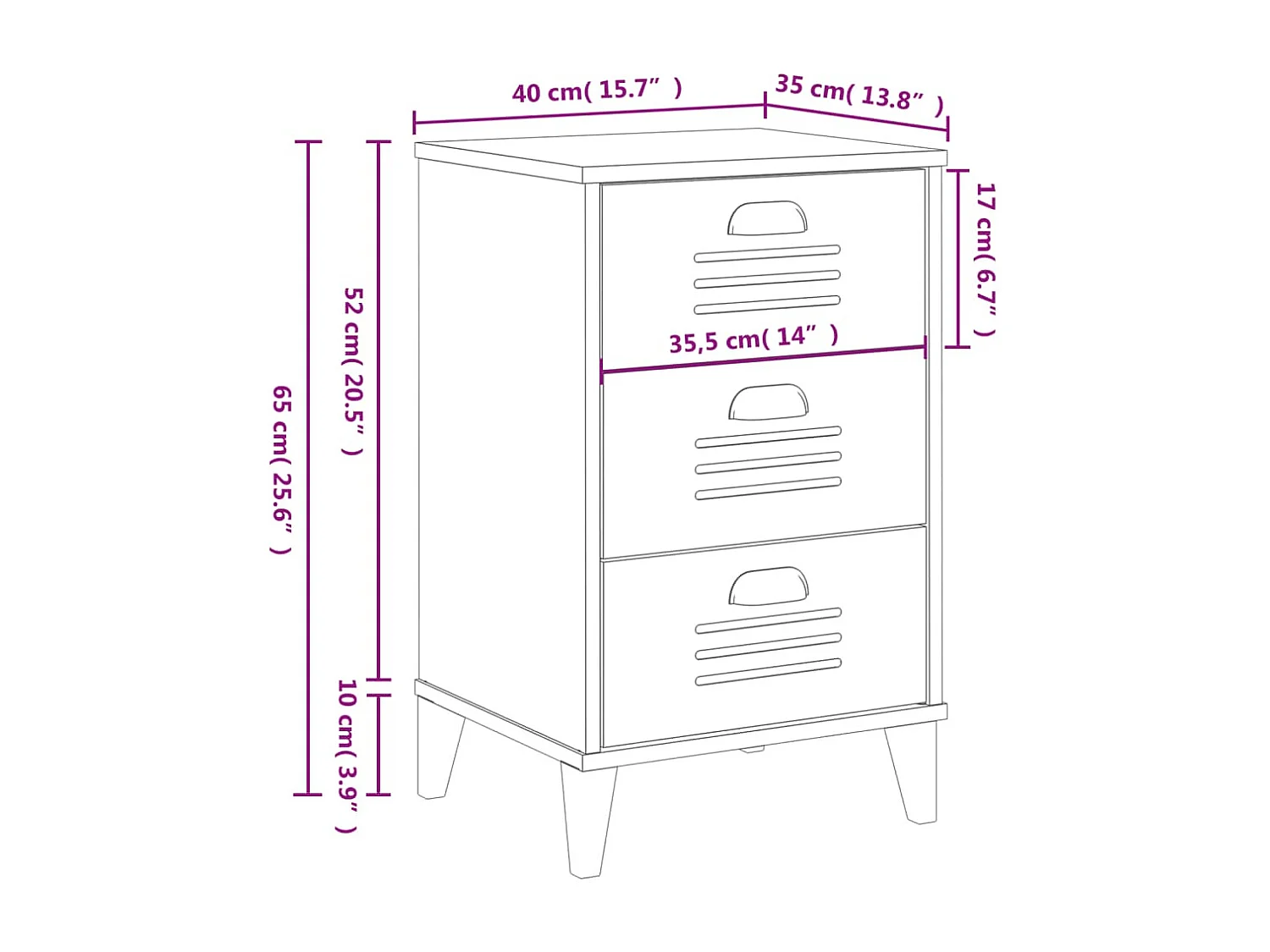 Table de chevet VIKEN blanc bois d'ingénierie
