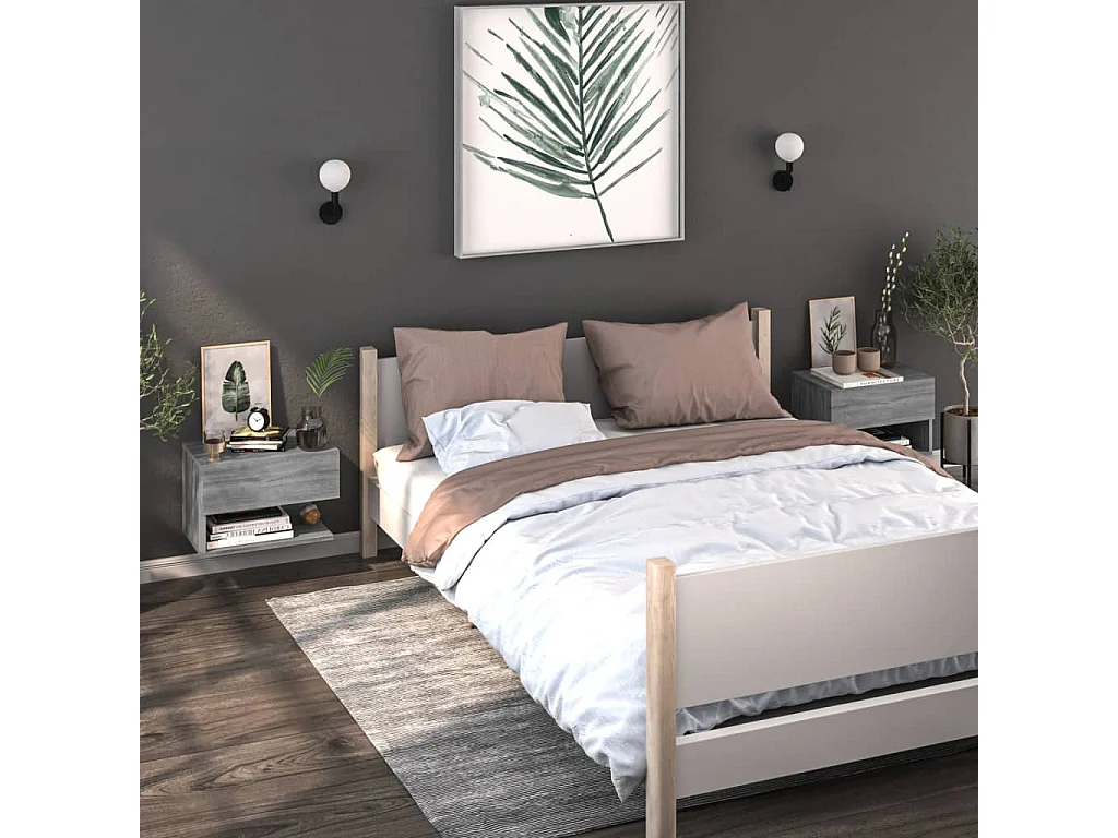 Wand-Nachttische 2 Stk. Grau Sonoma