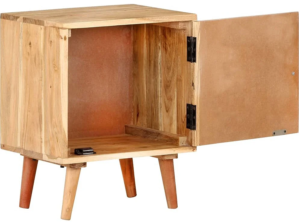 Mesita de noche de madera maciza de acacia 40x30x50 cm