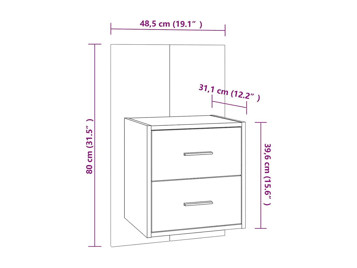 Table de chevet murale Blanc brillant