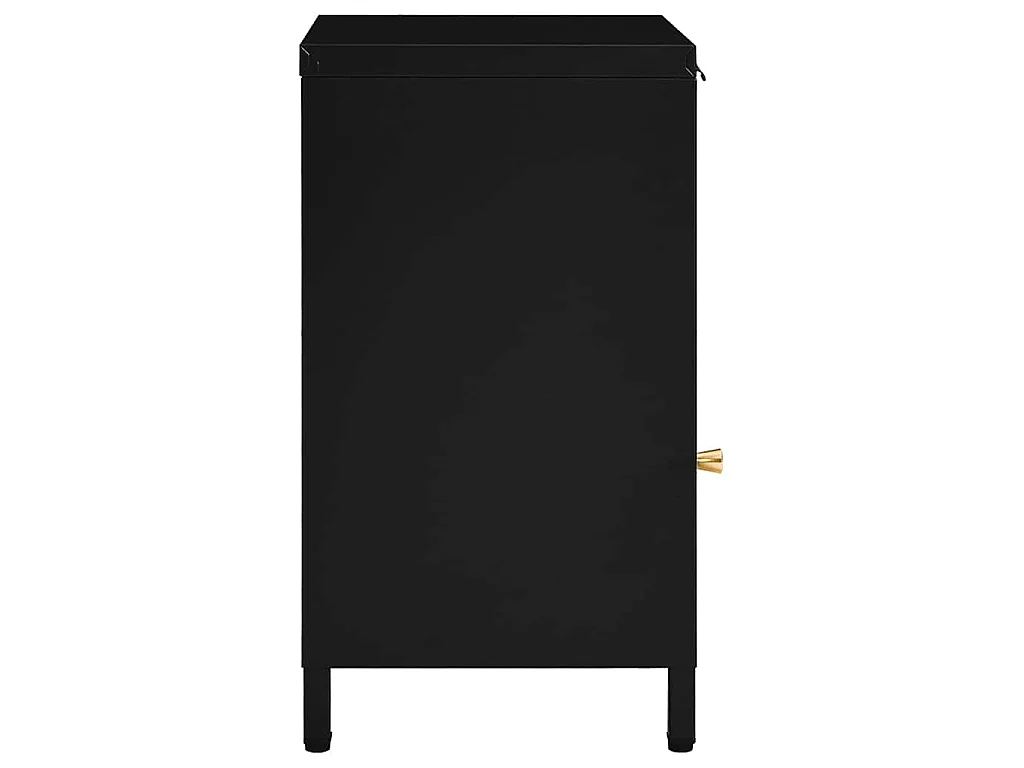 Table de chevet Noir 40x30x54,5 cm Acier et verre