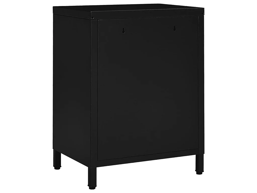 Table de chevet Noir 40x30x54,5 cm Acier et verre