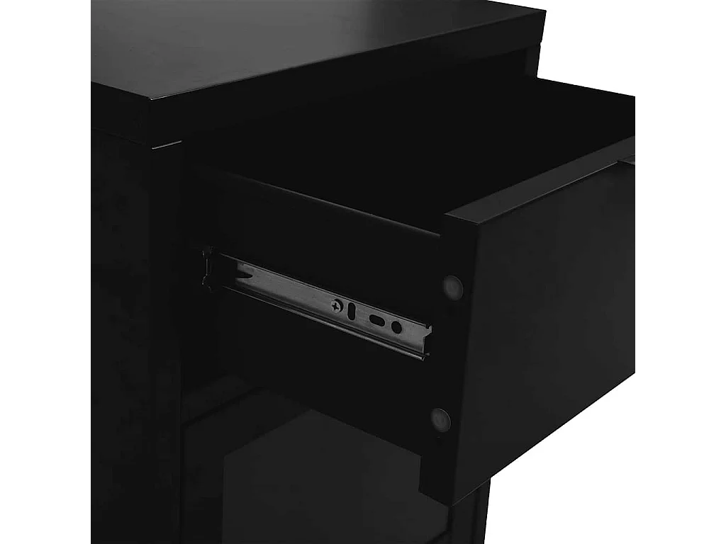 Table de chevet Noir 40x30x54,5 cm Acier et verre