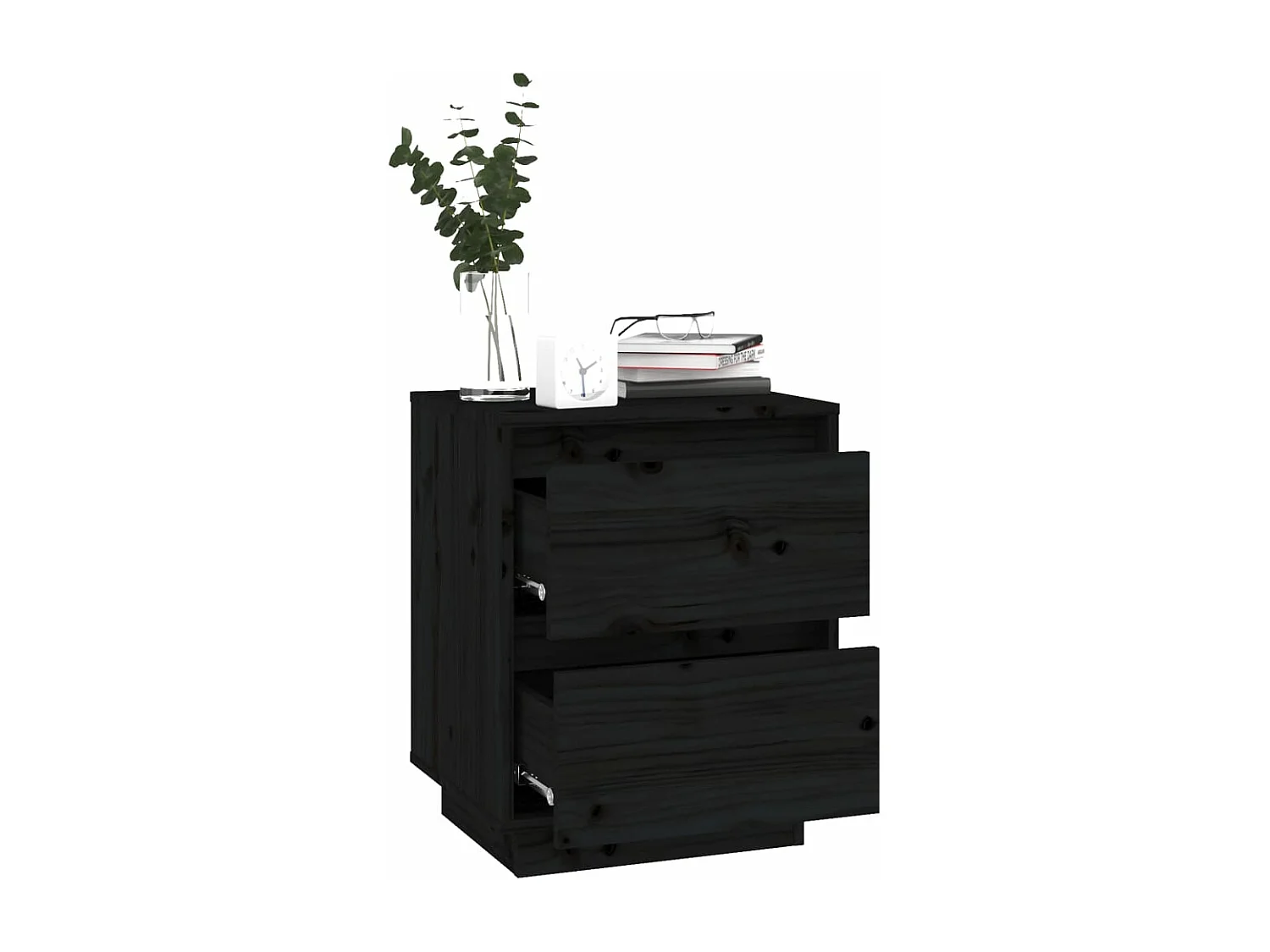 Mesitas de noche 2 uds madera maciza de pino negro 40x35x50 cm