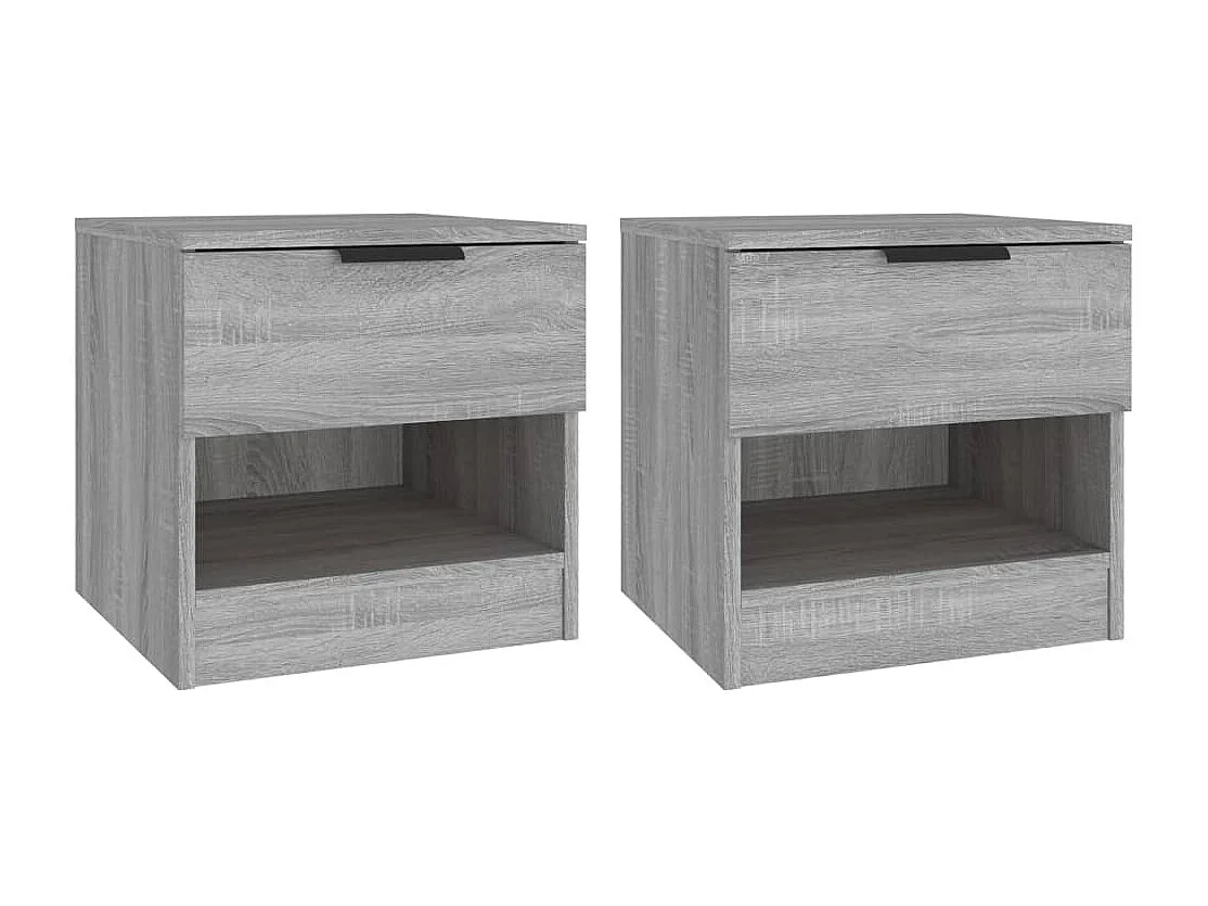 Comodini 2pz Grigio Sonoma in Legno Multistrato