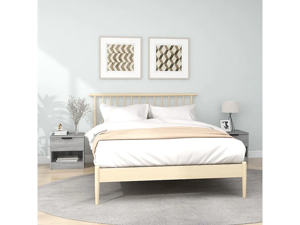 Comodini 2pz Grigio Sonoma in Legno Multistrato