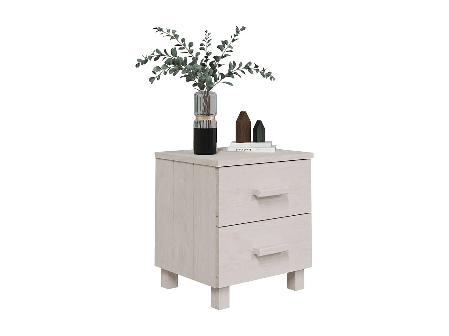 Comodini HAMAR 2 pz Bianchi 40x35x44,5 cm in Legno di Pino