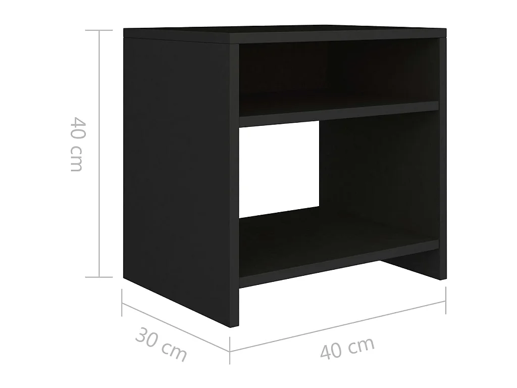 Nachtkastjes 2 st 40x30x40 cm bewerkt hout zwart