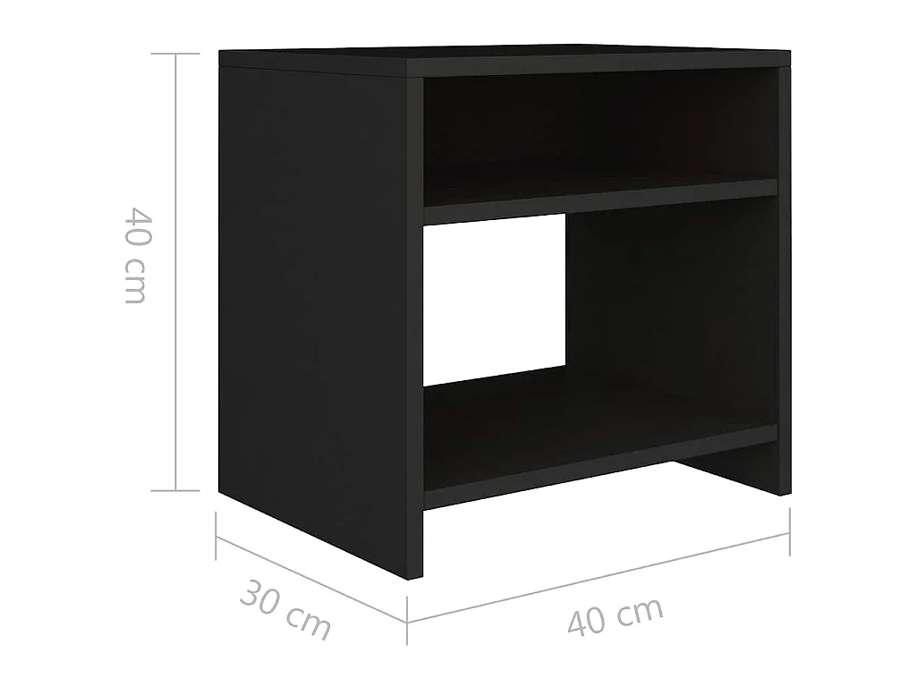 Nachtkastjes 2 st 40x30x40 cm bewerkt hout zwart