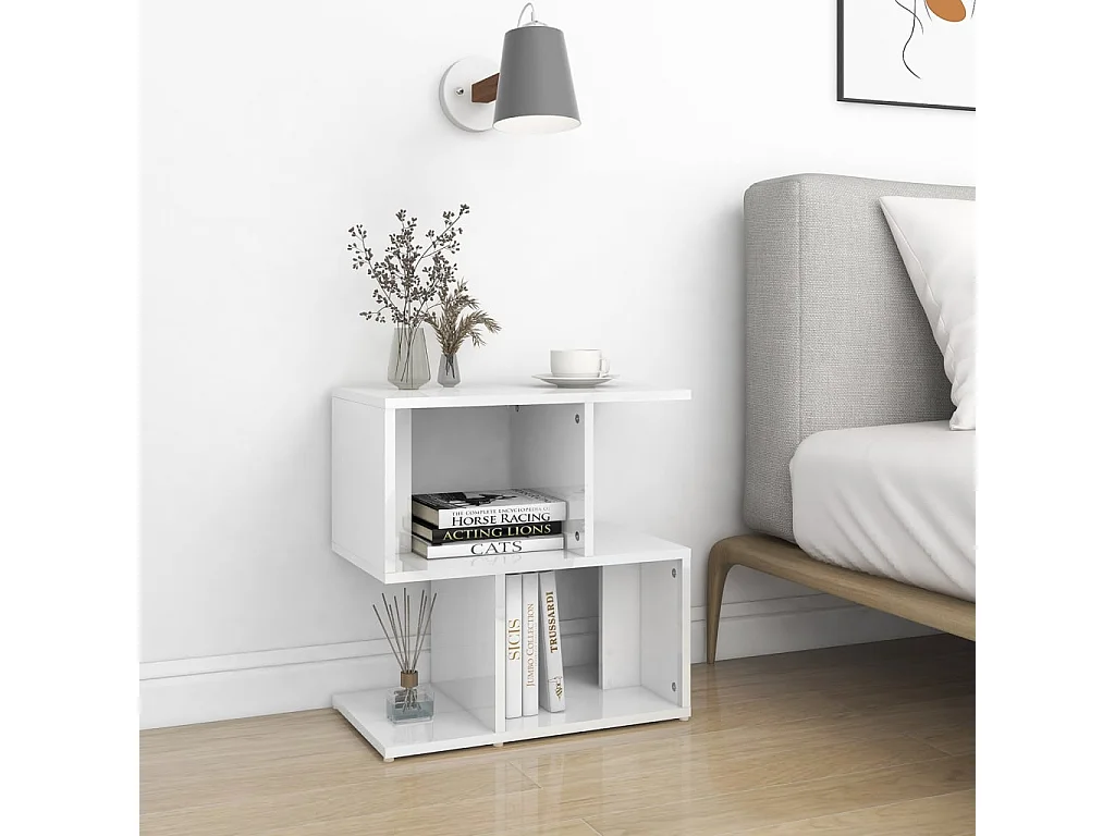 Mesa de cabeceira derivados de madeira branco brilhante