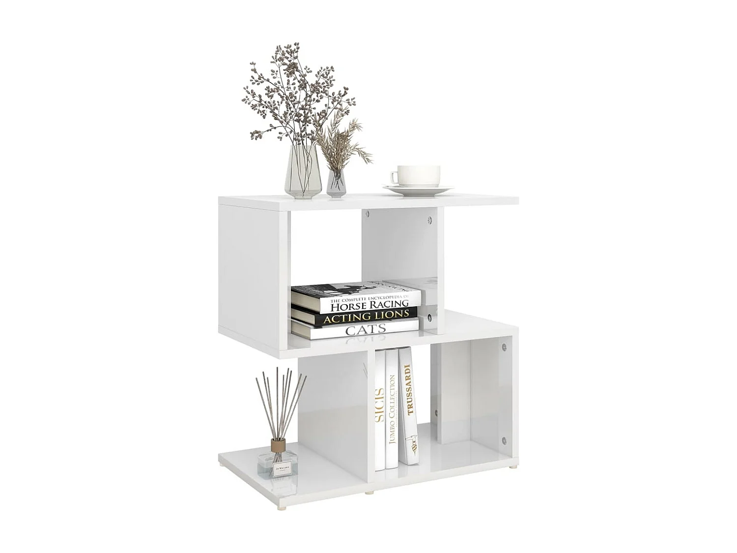 Mesa de cabeceira derivados de madeira branco brilhante
