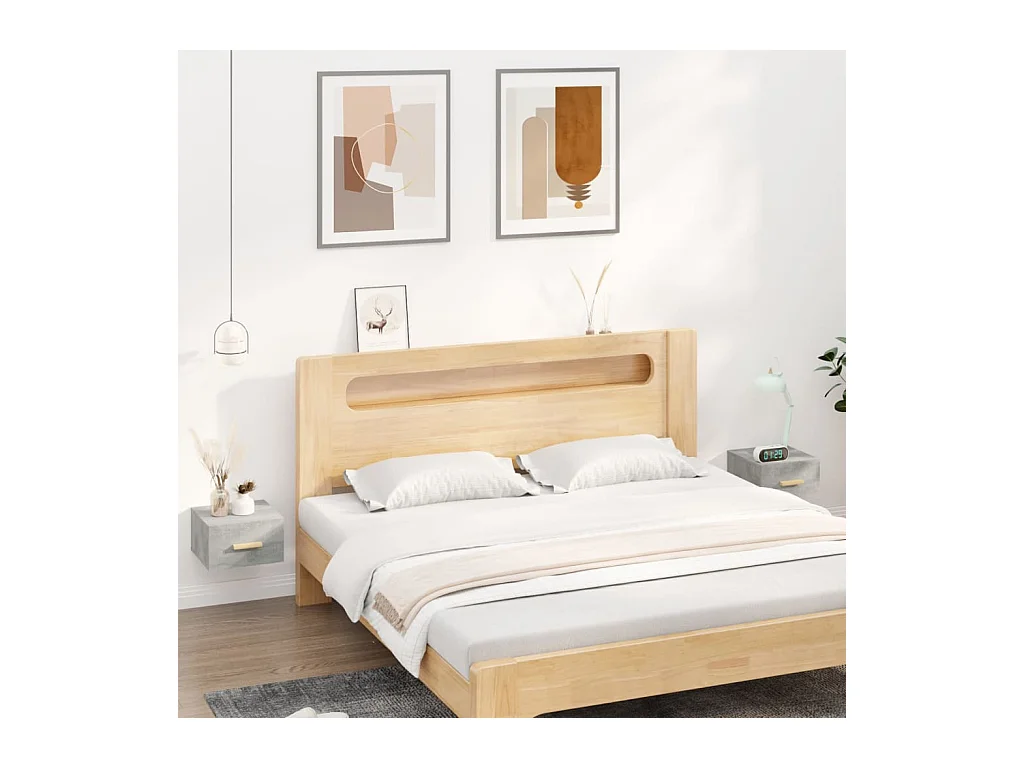 Wand-Nachttische 2 Stk. Betongrau 35x35x20 cm
