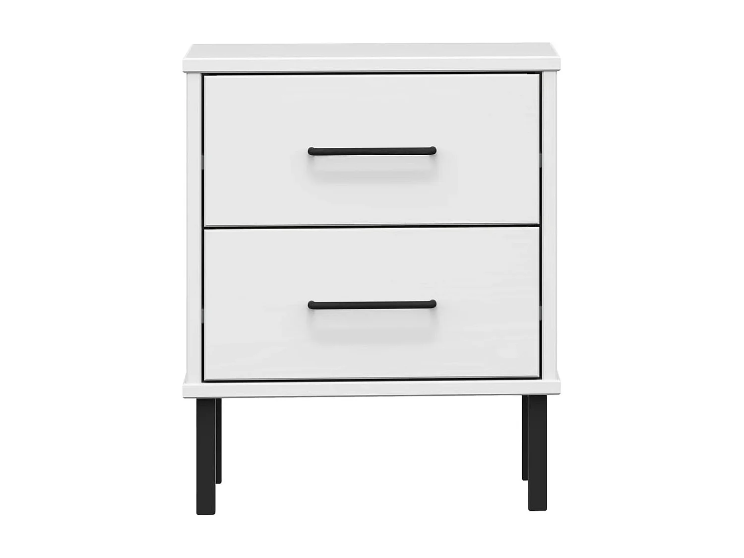 Table de chevet avec pieds en métal Blanc Bois pin massif OSLO