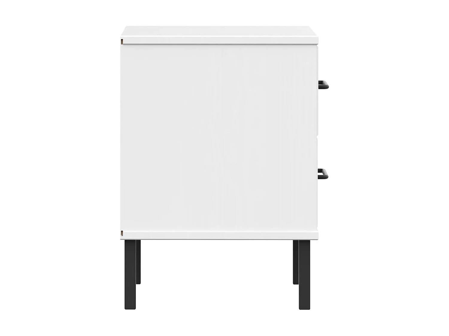 Table de chevet avec pieds en métal Blanc Bois pin massif OSLO
