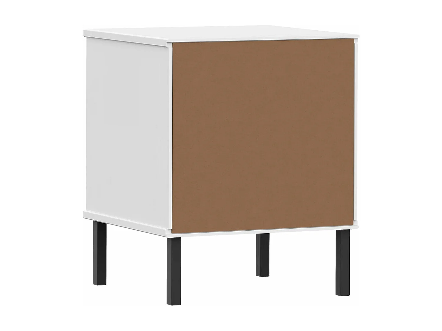 Table de chevet avec pieds en métal Blanc Bois pin massif OSLO